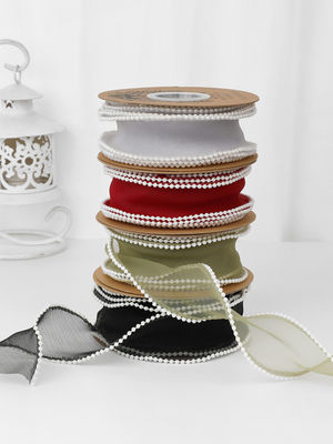 40 mm Perlenrand Polyester Organza Band für Luxus Geschenkverpackung