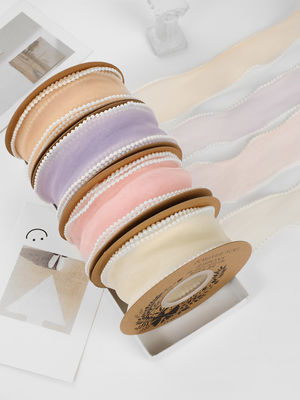 40 mm Perlenrand Polyester Organza Band für Luxus Geschenkverpackung