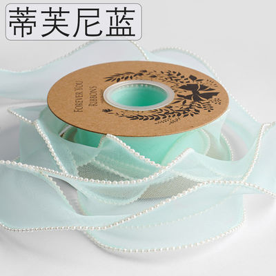 40 mm Perlenrand Polyester Organza Band für Luxus Geschenkverpackung