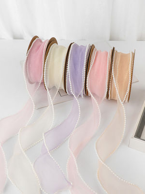 40 mm Perlenrand Polyester Organza Band für Luxus Geschenkverpackung