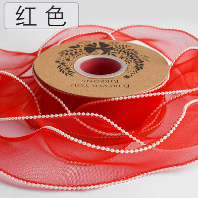 40 mm Perlenrand Polyester Organza Band für Luxus Geschenkverpackung