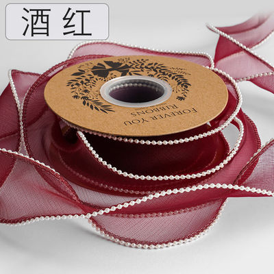 40 mm Perlenrand Polyester Organza Band für Luxus Geschenkverpackung