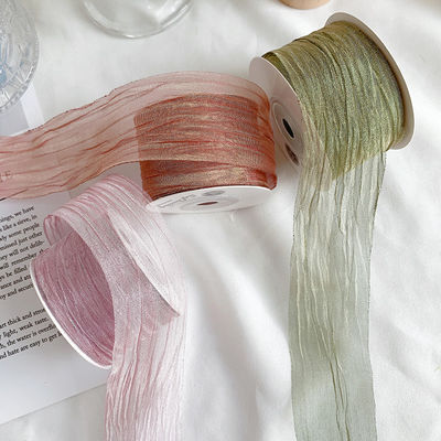 Polyester 38mm Organza-Band Öko-freundlich, hellrosa Organza-Band