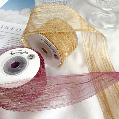 Polyester 38mm Organza-Band Öko-freundlich, hellrosa Organza-Band