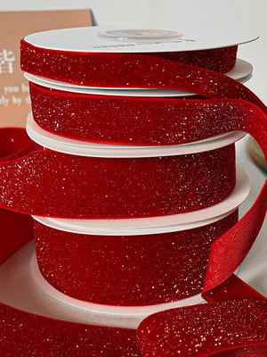 Glänzendes Glitter Samtband 6mm-38mm tiefrotes Samtband Weich