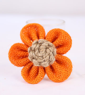 8 cm Schal-Band-Blüten Farbfarben-Orange-Schwarz-Jute-Seilblume