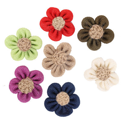 8 cm Schal-Band-Blüten Farbfarben-Orange-Schwarz-Jute-Seilblume