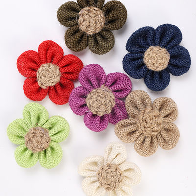 8 cm Schal-Band-Blüten Farbfarben-Orange-Schwarz-Jute-Seilblume