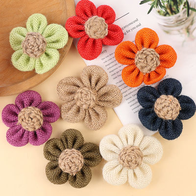 8 cm Schal-Band-Blüten Farbfarben-Orange-Schwarz-Jute-Seilblume