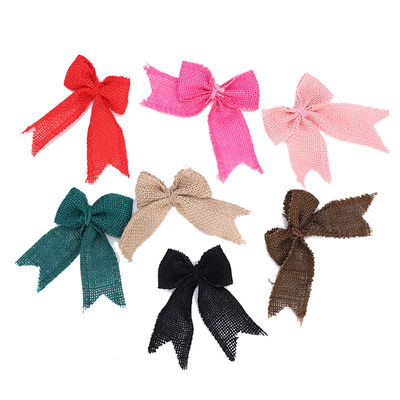 8cm*11cm Jute Band Bow Grüne Rose Dekorative Burlap Band Bow