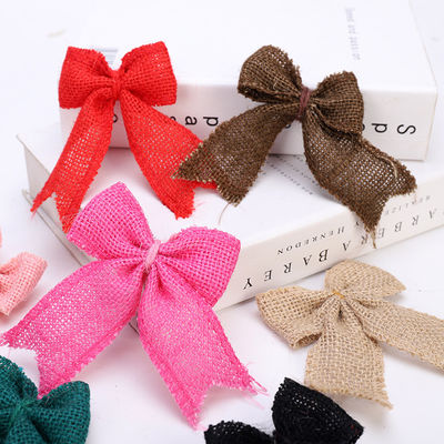 8cm*11cm Jute Band Bow Grüne Rose Dekorative Burlap Band Bow