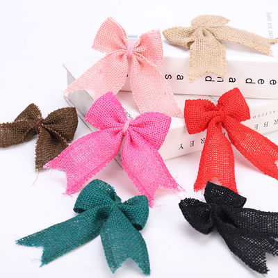 8cm*11cm Jute Band Bow Grüne Rose Dekorative Burlap Band Bow
