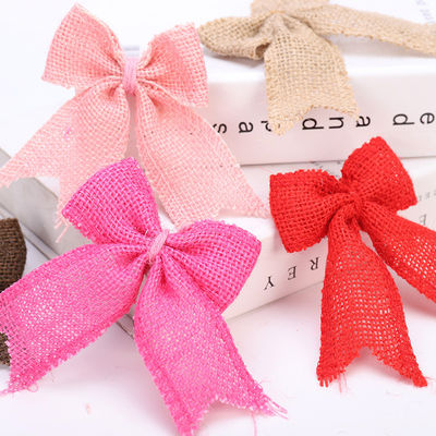 8cm*11cm Jute Band Bow Grüne Rose Dekorative Burlap Band Bow