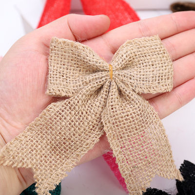 8cm*11cm Jute Band Bow Grüne Rose Dekorative Burlap Band Bow