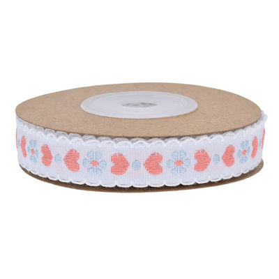 Jacquard 12mm Blütenband mit Draht ISO14001 Vintage Blütenband