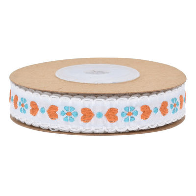 Jacquard 12mm Blütenband mit Draht ISO14001 Vintage Blütenband