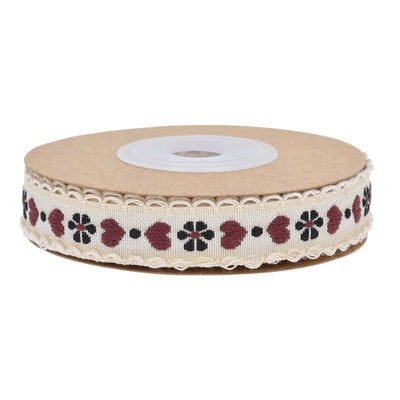 Jacquard 12mm Blütenband mit Draht ISO14001 Vintage Blütenband