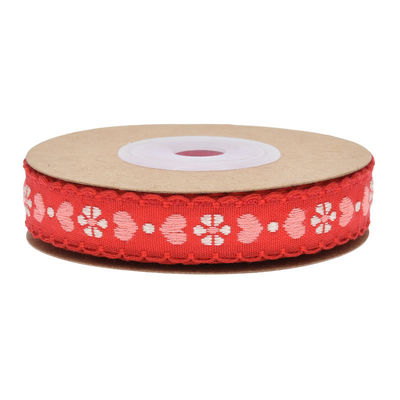 Jacquard 12mm Blütenband mit Draht ISO14001 Vintage Blütenband