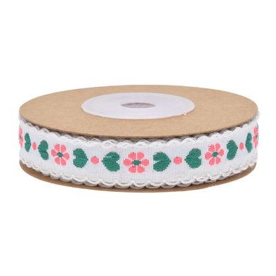 Jacquard 12mm Blütenband mit Draht ISO14001 Vintage Blütenband