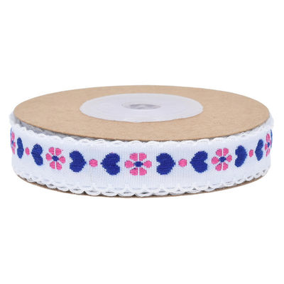 Jacquard 12mm Blütenband mit Draht ISO14001 Vintage Blütenband