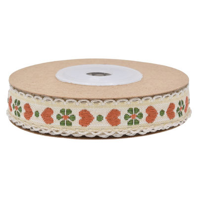 Jacquard 12mm Blütenband mit Draht ISO14001 Vintage Blütenband