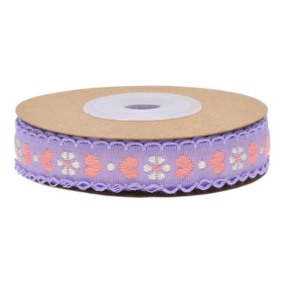 Jacquard 12mm Blütenband mit Draht ISO14001 Vintage Blütenband