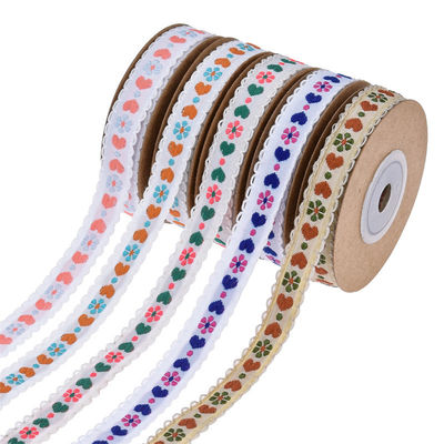 Jacquard 12mm Blütenband mit Draht ISO14001 Vintage Blütenband