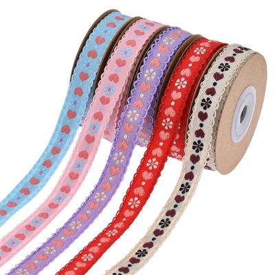 Jacquard 12mm Blütenband mit Draht ISO14001 Vintage Blütenband