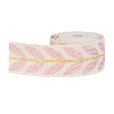 25 mm * 2y Jacquard Leaf Ribbon Eco Friendly Weihnachtsband mit Draht