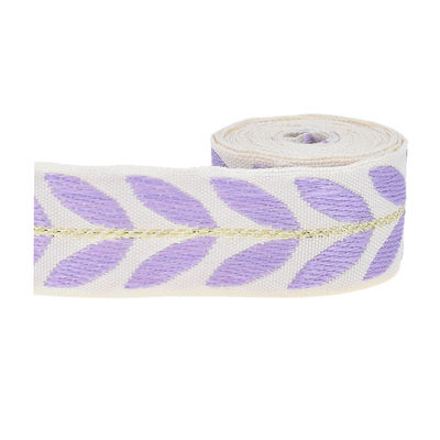 25 mm * 2y Jacquard Leaf Ribbon Eco Friendly Weihnachtsband mit Draht