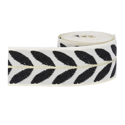 25 mm * 2y Jacquard Leaf Ribbon Eco Friendly Weihnachtsband mit Draht