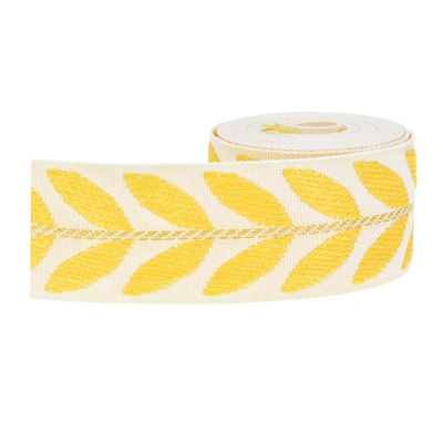25 mm * 2y Jacquard Leaf Ribbon Eco Friendly Weihnachtsband mit Draht