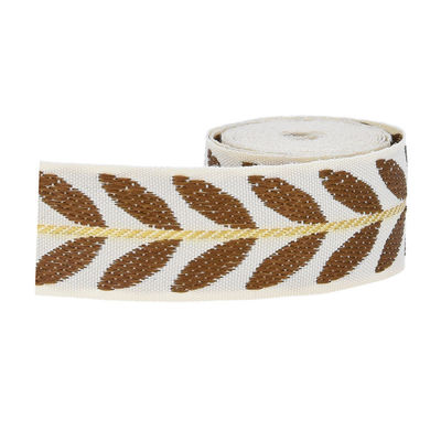 25 mm * 2y Jacquard Leaf Ribbon Eco Friendly Weihnachtsband mit Draht
