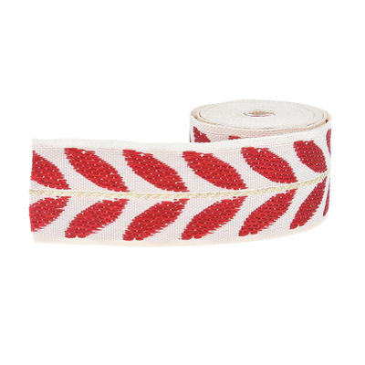 25 mm * 2y Jacquard Leaf Ribbon Eco Friendly Weihnachtsband mit Draht