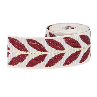 25 mm * 2y Jacquard Leaf Ribbon Eco Friendly Weihnachtsband mit Draht