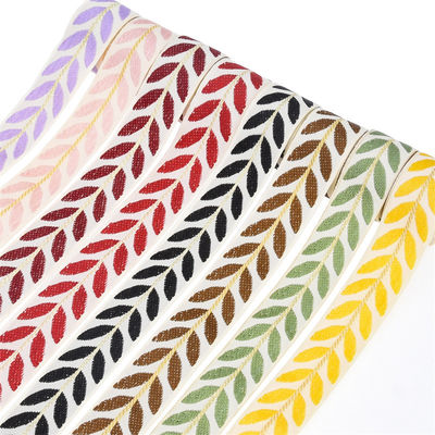25 mm * 2y Jacquard Leaf Ribbon Eco Friendly Weihnachtsband mit Draht