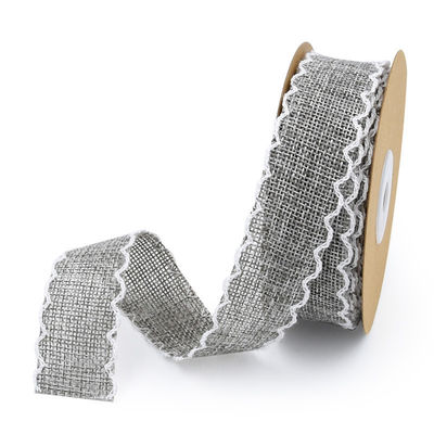 25mm * 10y Burlap Ribbon Rolls Weave Edge 2,5cm Burlap Trim von der Yard