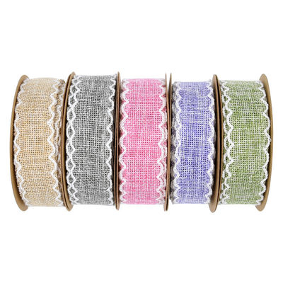 25mm * 10y Burlap Ribbon Rolls Weave Edge 2,5cm Burlap Trim von der Yard