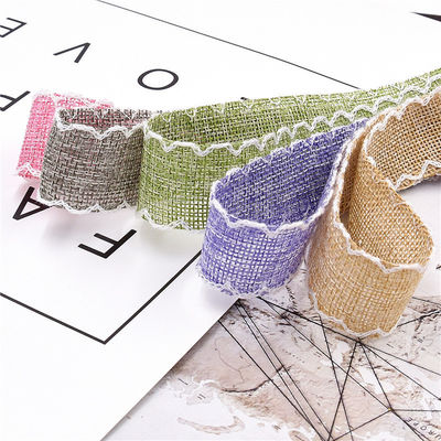 25mm * 10y Burlap Ribbon Rolls Weave Edge 2,5cm Burlap Trim von der Yard
