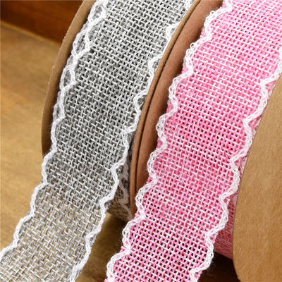 25mm * 10y Burlap Ribbon Rolls Weave Edge 2,5cm Burlap Trim von der Yard