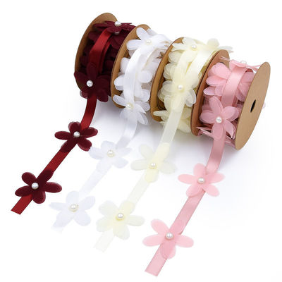 40mm*2m Polyester Blumenband Trim OEM ODM Blumen Spitzenband