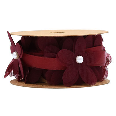 40mm*2m Polyester Blumenband Trim OEM ODM Blumen Spitzenband