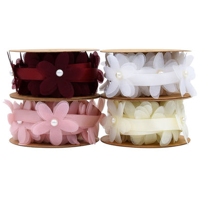 40mm*2m Polyester Blumenband Trim OEM ODM Blumen Spitzenband