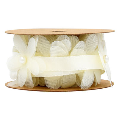 40mm*2m Polyester Blumenband Trim OEM ODM Blumen Spitzenband