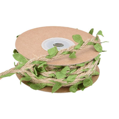 Blattdunkelgrünes Band aus Schlauch 2 mm-15 mm*10y Juteband mit Draht