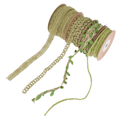 Blattdunkelgrünes Band aus Schlauch 2 mm-15 mm*10y Juteband mit Draht