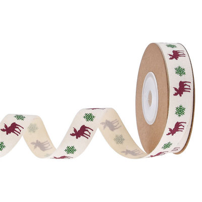 15mm*3y Weihnachtsgeschenkband gedruckt weißes Baumwollband