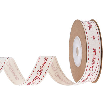 15mm*3y Weihnachtsgeschenkband gedruckt weißes Baumwollband