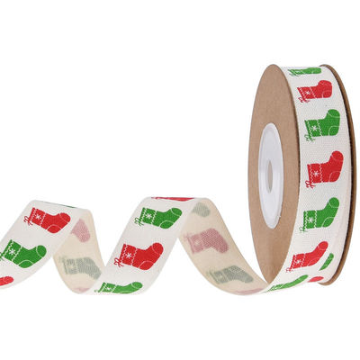 15mm*3y Weihnachtsgeschenkband gedruckt weißes Baumwollband