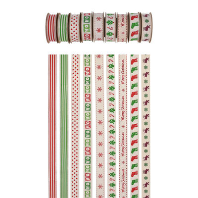 15mm*3y Weihnachtsgeschenkband gedruckt weißes Baumwollband